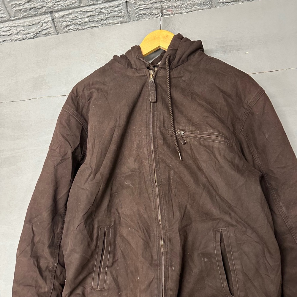 Walls‎ Mens Vintage Sherpa Lined Canvas Work Jacket Brown Hooded Coat Large